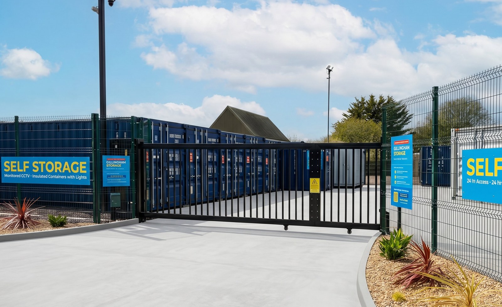 Gillingham Storage gated drive-up yard and entrance.